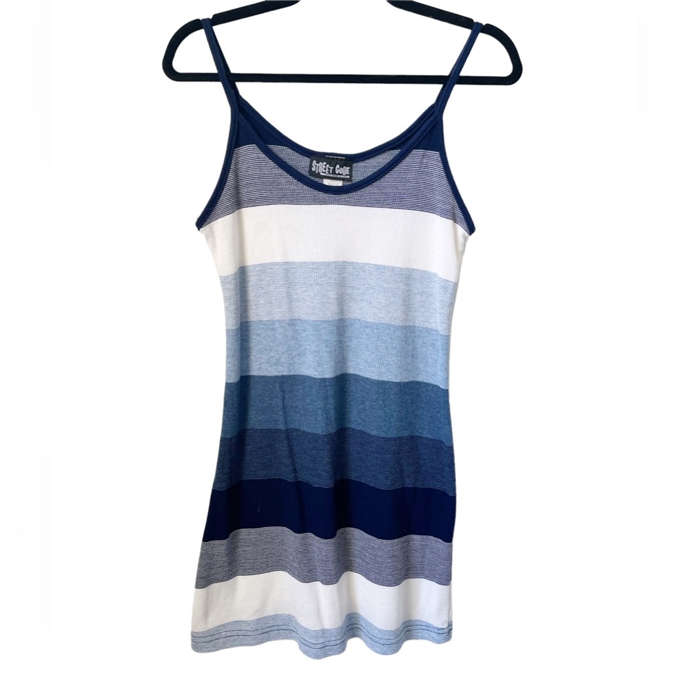 Street Code Vintage 1990's y2k Casual Striped Mini Dress Spaghetti Strap